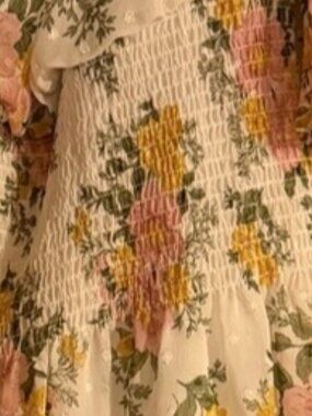 Premier Cream Floral Off-Shoulder Mini Dress with Pink and Yellow Blooms
